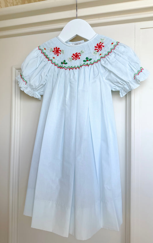 Peppermint Candies Light Blueberry Smocked Bishop