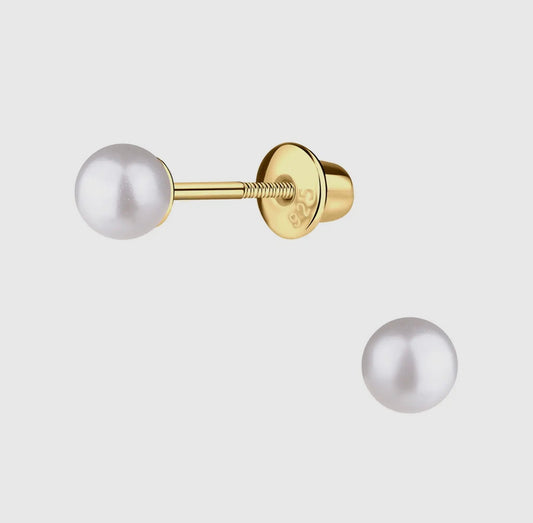 14K Gold Plated Pearl Stud Earrings