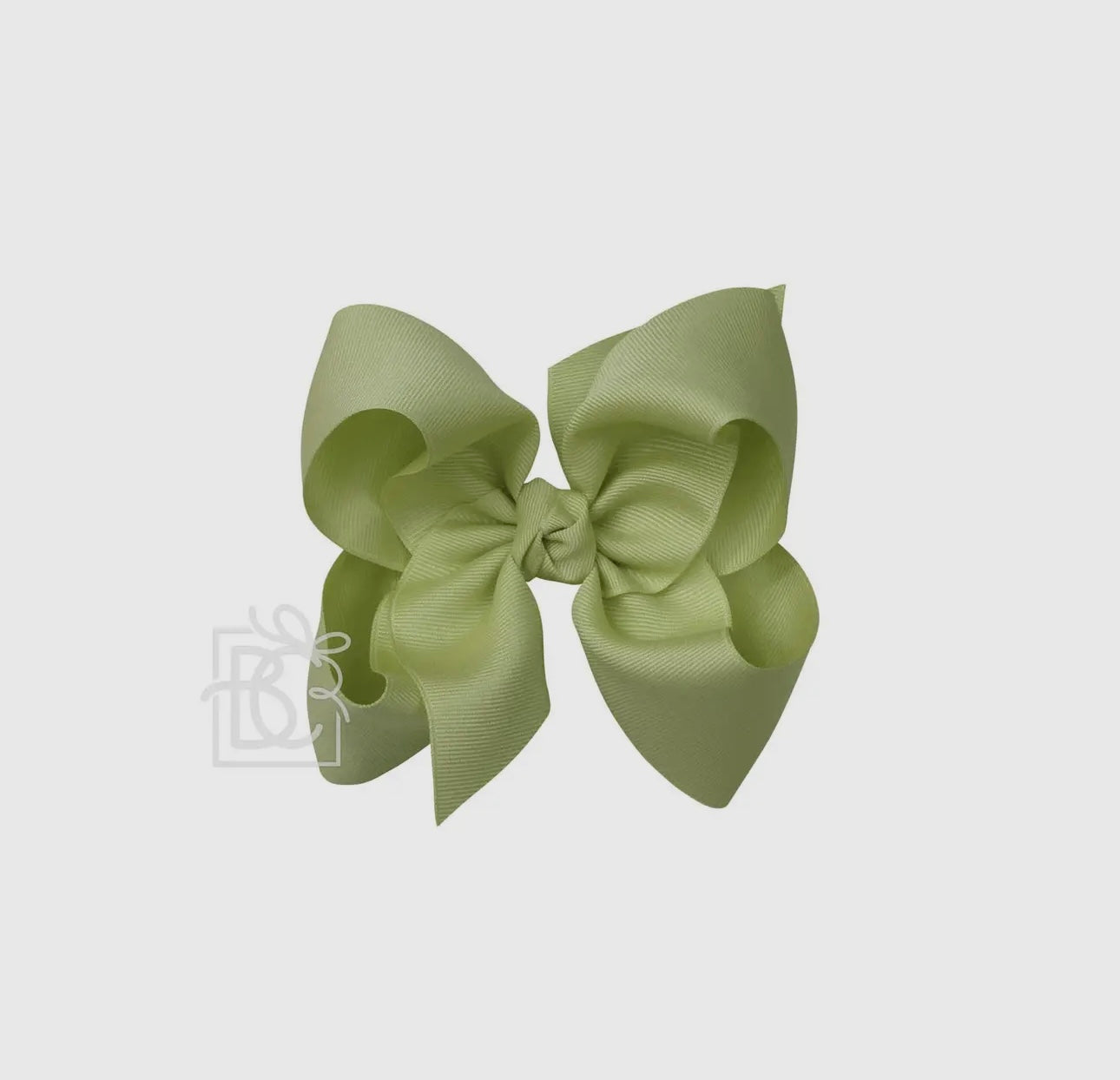5.5” Grosgrain Bow on Clip- Spring Moss