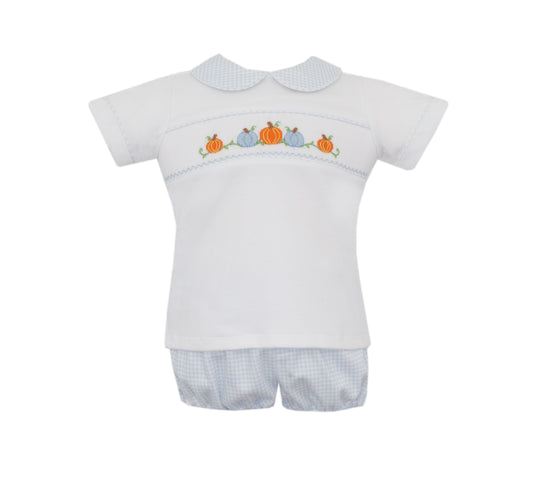 Boys Smocked Pumpkin Knit Diaper Set