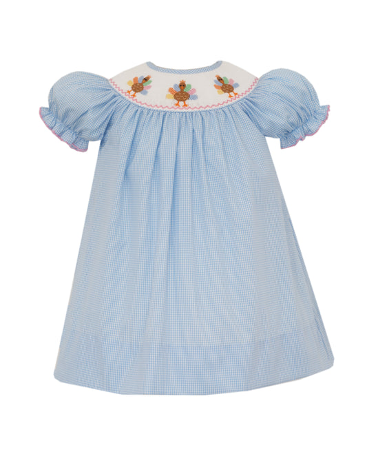 Girls Smocked Turkey Bishop Dress