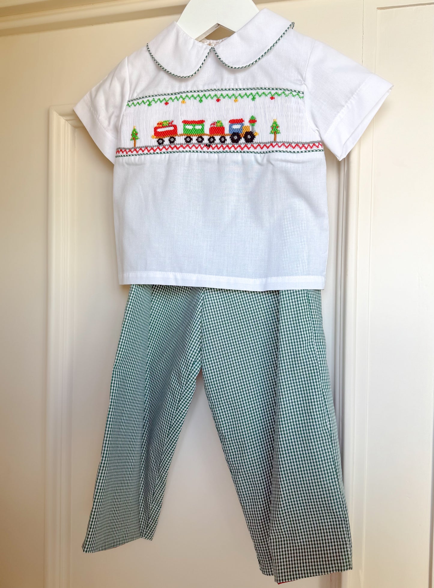 Christmas Train Smocked Pant Set