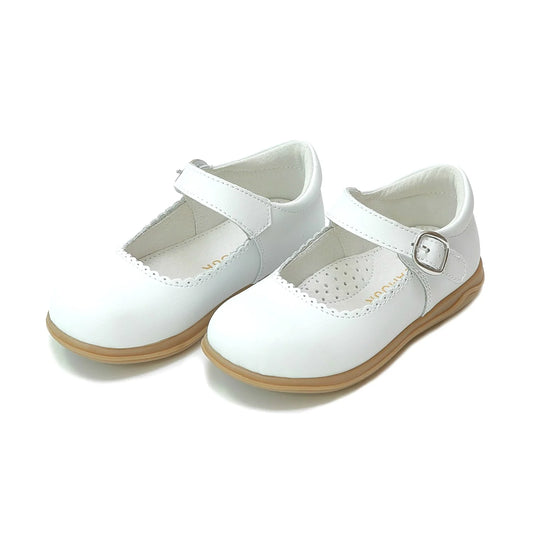 Chloe Classic Scalloped Leather Mary Jane (Toddler)- White