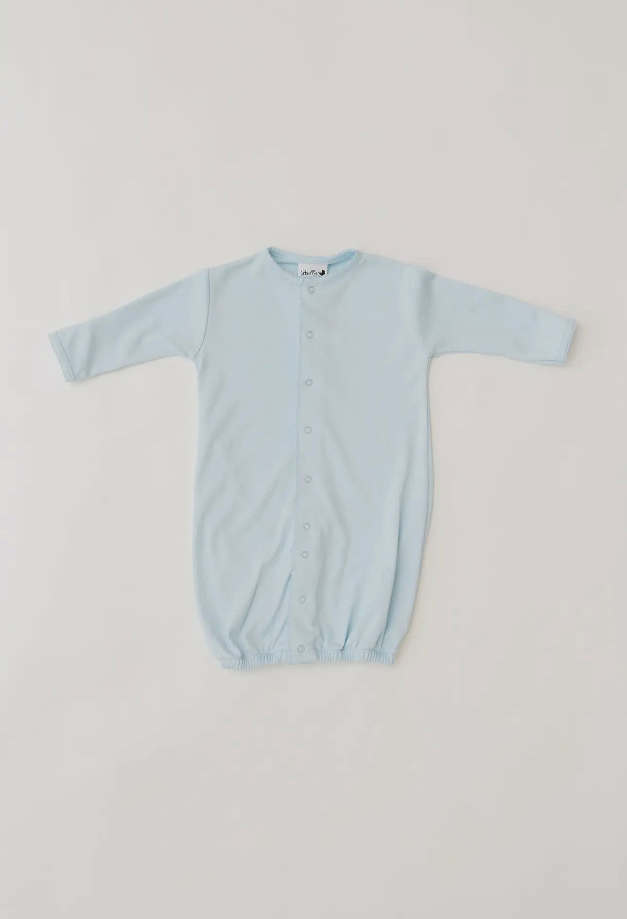 Pima Cotton Convertible Baby Gown/Jumpsuit - Baby Blue