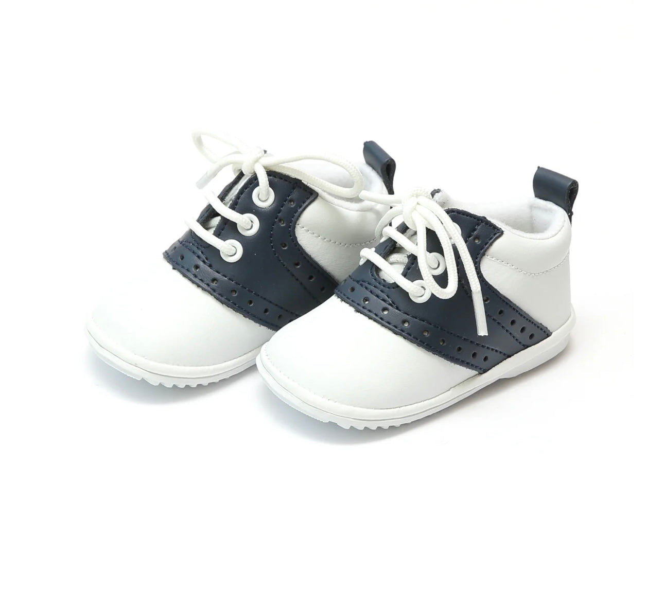 Austin Leather Saddle Oxford Shoe (Baby)- WH/Navy