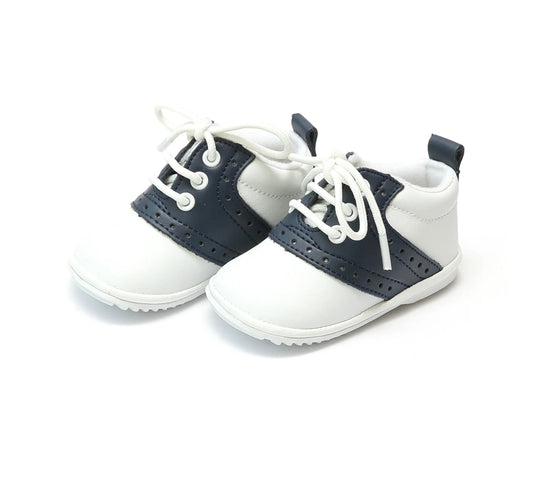 Austin Leather Saddle Oxford Shoe (Baby)- WH/Navy