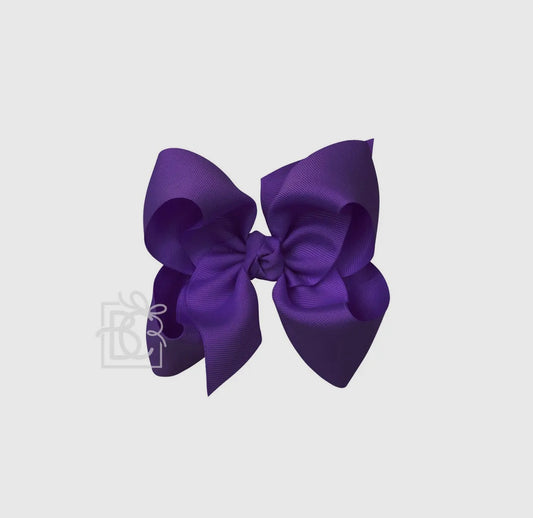 5.5” Grosgrain Bow on Clip- Purple
