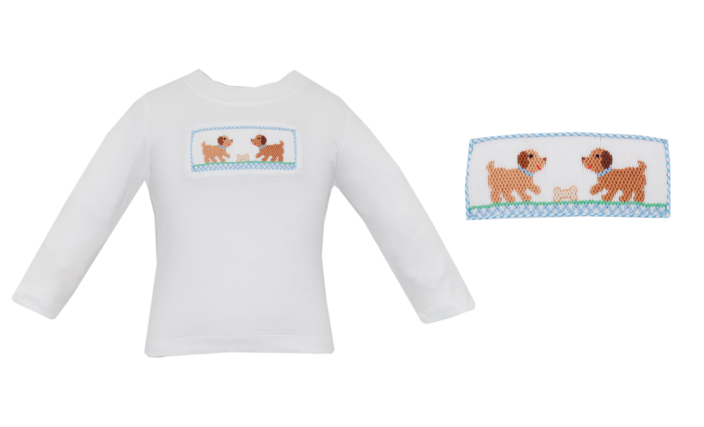 Boys Light Blue Smocked Puppies Pants Set