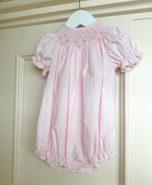 Light Pink Hand-Smocked Bubble w/ Included Bonnet