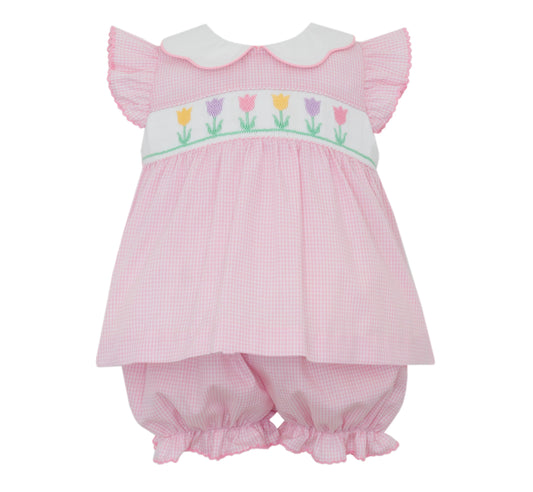Spring Tulips Bloomer Set- Pink Gingham