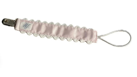 Scalloped Edge Paci Clip- Pink