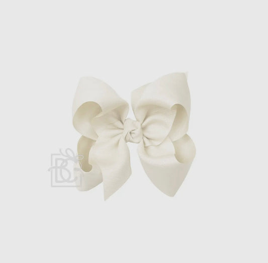 5.5” Grosgrain Bow on Clip- Antique White