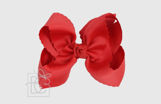 5.5” Scalloped Edge Bow on Clip- Red