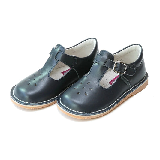 Joy Classic Leather T-Strap Mary Jane (Toddler)- Navy