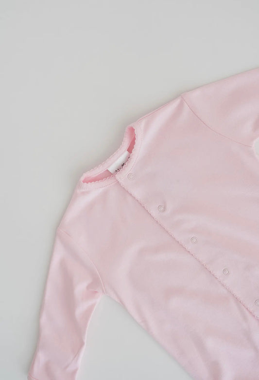 Pima Cotton Convertible Baby Gown/Jumpsuit - Baby Pink