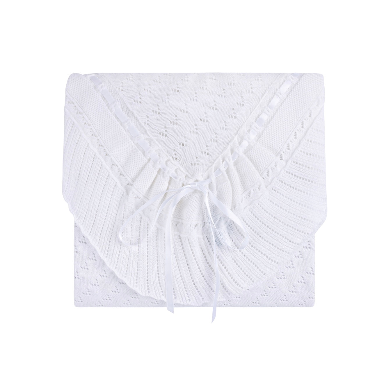 Pointelle Knit Ruffle Blanket