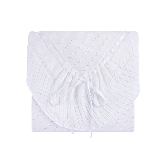Pointelle Knit Ruffle Blanket