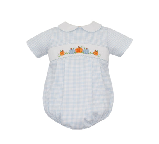 Boys Smocked Pumpkin Knit Bubble