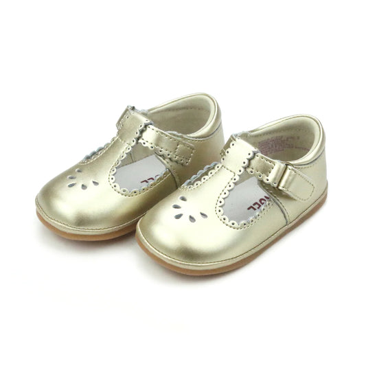 Dottie Scalloped T-Strap Mary Jane Shoe (Baby)- Gold