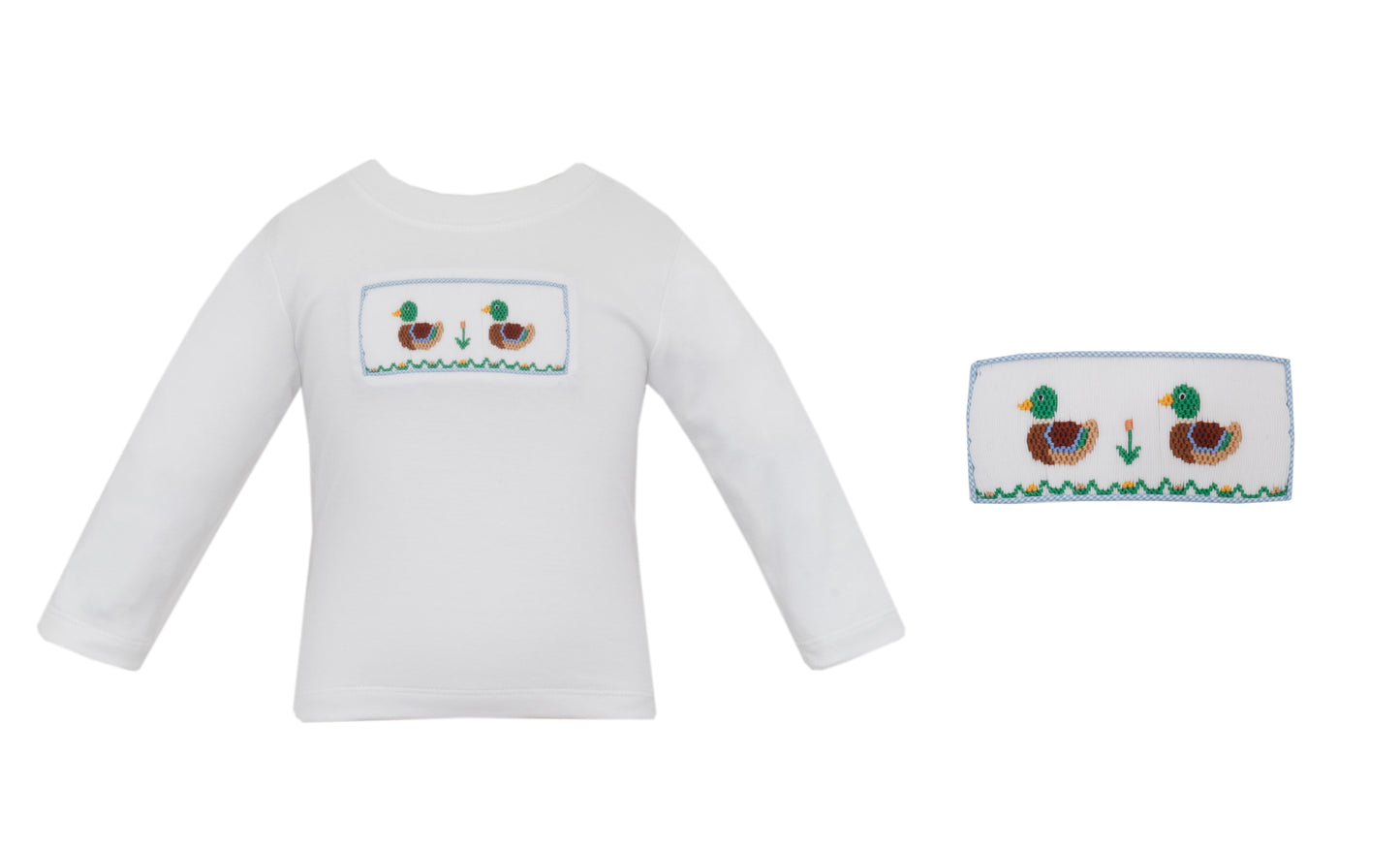 Boys Smocked Mallard Duck Long Sleeve Knit Shirt