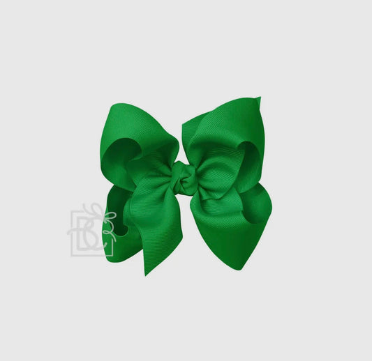 5.5” Grosgrain Bow on Clip- Emerald Green