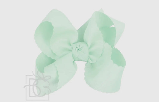 5.5” Scalloped Edge Bow on Clip- Powder Mint
