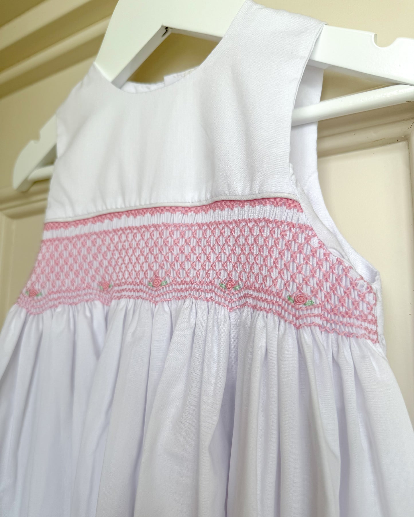 English Smocked Sundress- White