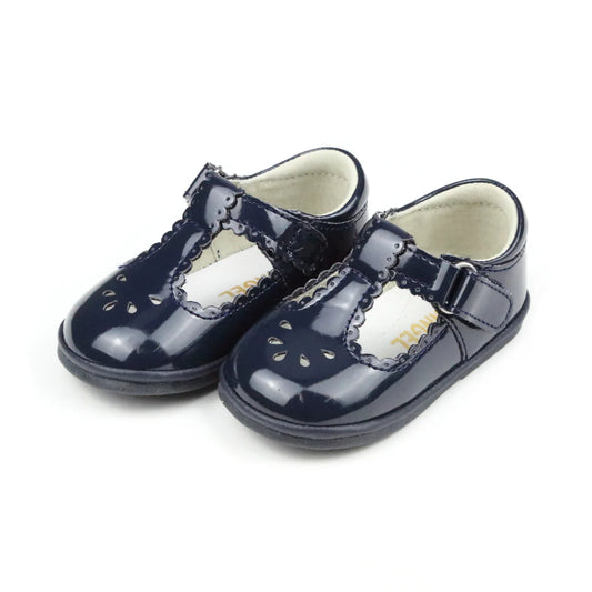 Dottie Scalloped T-Strap Mary Jane Shoe (Baby)- Patent Navy