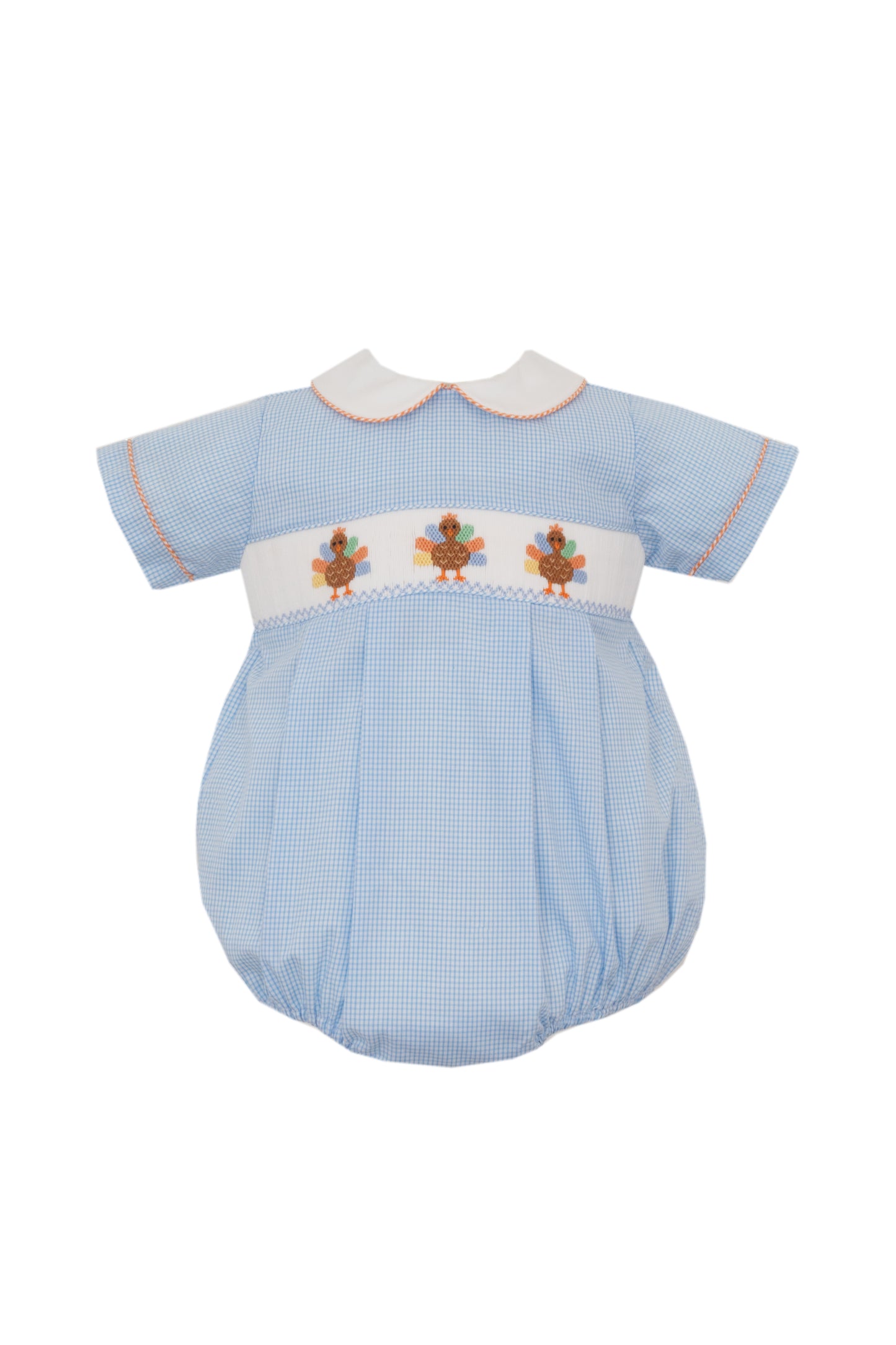 Boys Smocked Turkey Short Sleeve Bubble