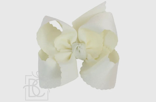 5.5” Scalloped Edge Bow on Clip- Antique White