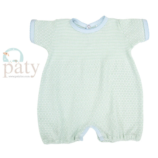 Knit Bubble- Mint w/ Blue Trim
