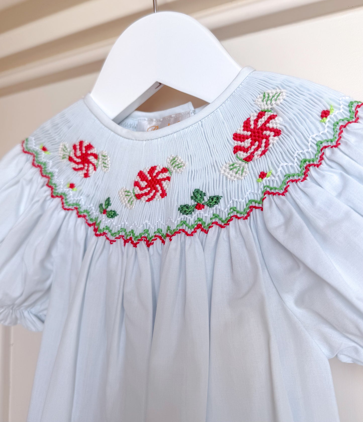 Peppermint Candies Light Blueberry Smocked Bishop