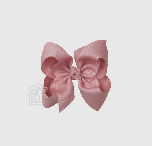 5.5” Grosgrain Bow on Clip- Mauve