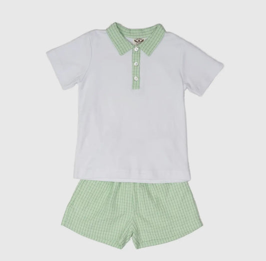 Green Check Short Set