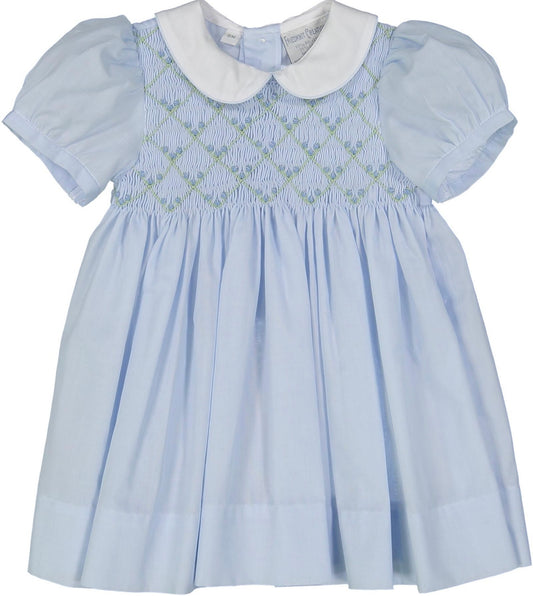 Girls Rosebud Diamond Smocked Dress