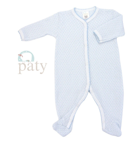 Solid Knit Footie- Blue