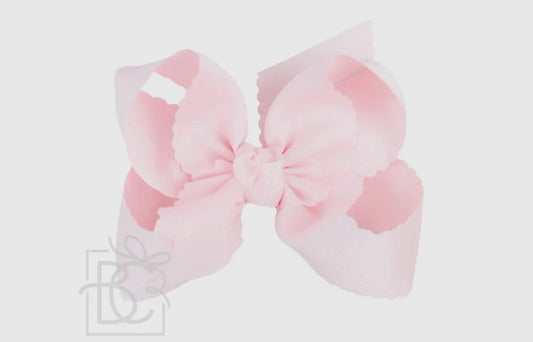 5.5” Scalloped Edge Bow on Clip- Light Pink